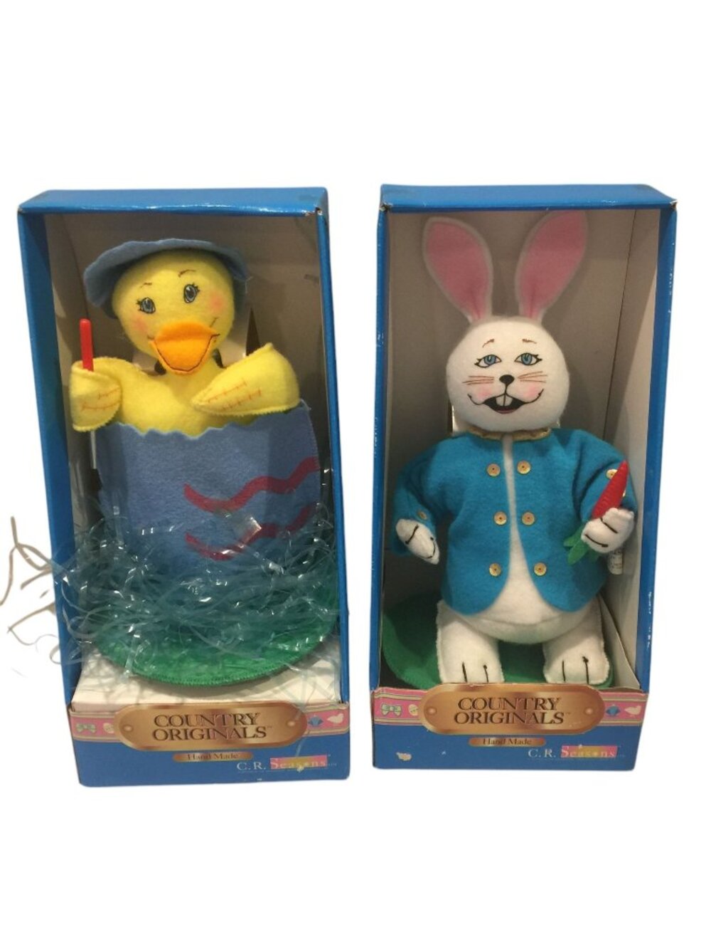 C.R. Seasons Country Craft Originals 1994 Handmade Easter Duck In Egg Bunny Rabb